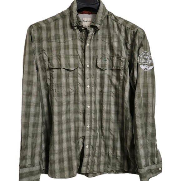 Simms Other - Simms Fishing Shirt Men L Green Plaid Speckled Trout Outfitters Long Sleeve Snap